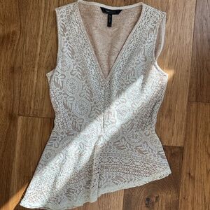 BCBCMaxAzria cream Peplum Top XXS